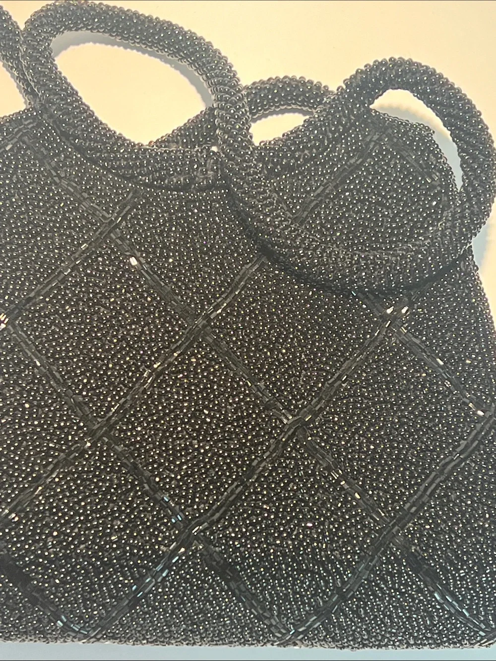 Magid Black Seed Bead Quilted Handbag Vintage 1950s-1960s